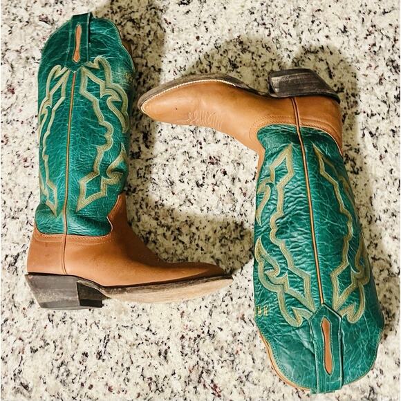 HONDO EL PASO TEXAS MENS COWHIDE LEATHER COWBOY WESTERN BOOTS SIZE 8.5 D - Picture 3 of 8